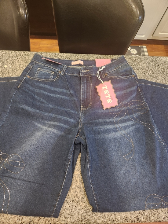 TRTR Denim - Tractr Dark Wash Bow High Waisted Wide Leg Jeans